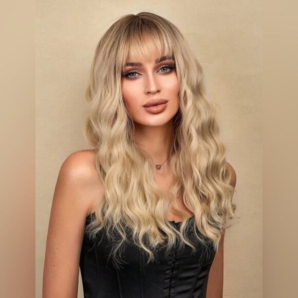 Other - Balayage light Blonde Curly Wig With bangs